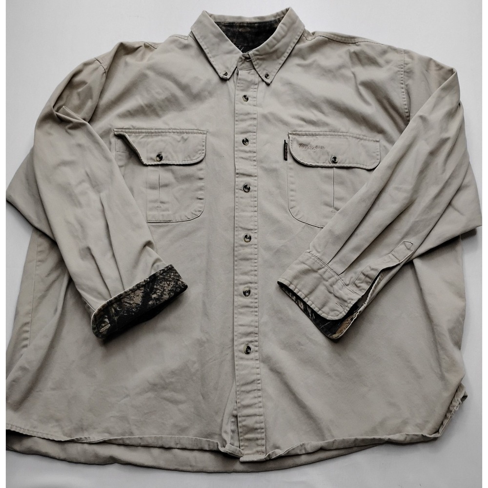 Remington Shirt Mens XXL Tan Twill Button Down Long Sleeve Hunting Outdoor